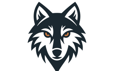 A bold logo design featuring a stylized wolf head