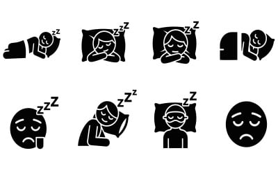 Black and white vector illustrations of people sleeping isolated on white background