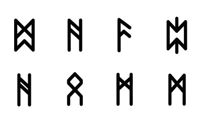 Minimalist ancient runic symbols vector illustration isolated on white background