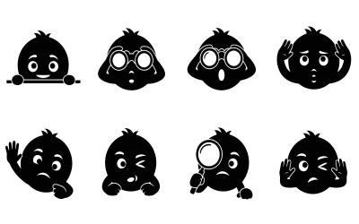 Silhouette emoticon faces vector set flat design isolated on white background