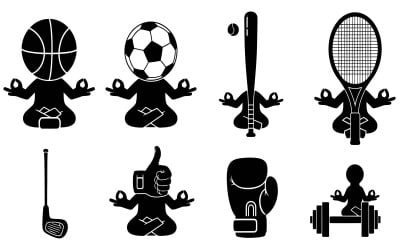 Zwarte silhouet van een mediterende persoon die yoga beoefent, een sporticoon, vectorillustratie geïsoleerd op een witte achtergrond.