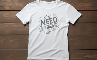 Realistic White T-Shirt Mockup with Wooden Background for Fashion, Branding, and Online Stores