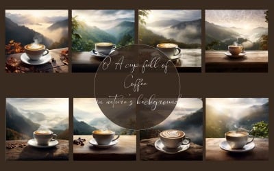 A cup full of coffee in nature's background