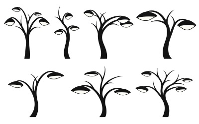 Minimalist black silhouette trees vector illustration isolated on white background