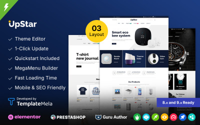 Upstar - Responsivt Prestashop-tema för mode- och elektronikbutiker