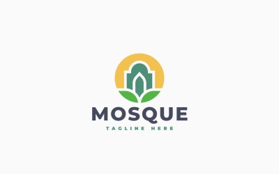 Modello di progettazione del logo della moschea verde