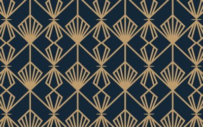 Vector Art Deco Goud Geometrisch Naadloos Patroon Marineblauw