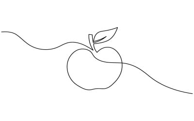 Apple outline continuous one line art illustration