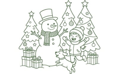 Christmas Whimsical Snow Figure Winter Friends