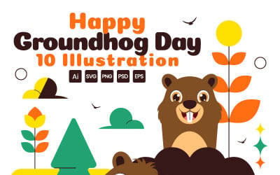 10 glada Groundhog Day-illustrationer