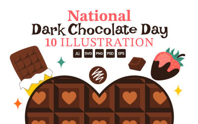 10 illustrationer för den nationella dagen för mörk choklad