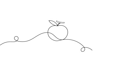 1. Apple folyamatos egyvonalas rajz fehér alapon