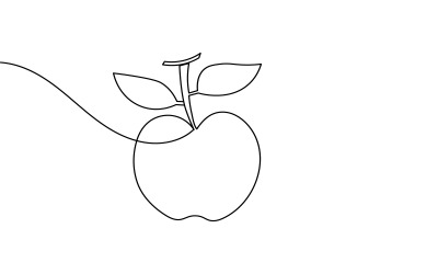 7. Folyamatos egyvonalas rajz fehér alapon Apple-lel