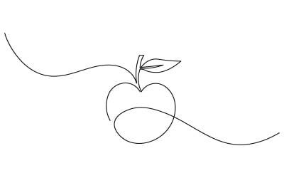 8.Apple continuous one line drawing on white background