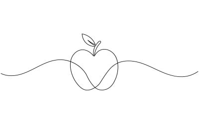 9.Apple continuous one line drawing on white background