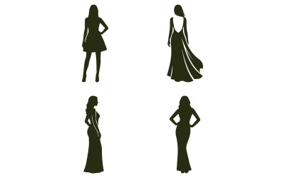 quatre silhouettes de mode couleur unie