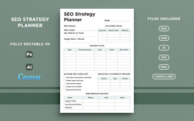 SEO Strateji Planlayıcısı – İşletme SEO Planlaması, Anahtar Kelime ve İçerik Takibi, Minimal Şablon