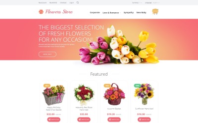 Šablona OpenCart pro obchod s květinami