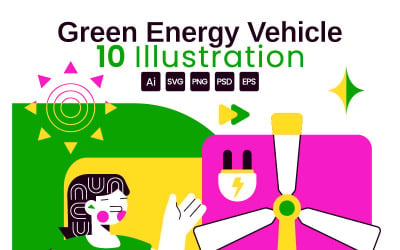 10 Green Energy Vehicle Illustration
