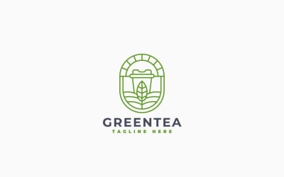 Grönt te-kopp logotyp malldesign