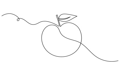 11. Folyamatos egyvonalas rajz fehér alapon Apple-ből