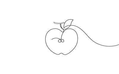14. Folyamatos egyvonalas rajz fehér alapon Apple-ből