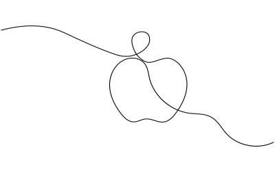15. Folyamatos egyvonalas rajz fehér alapon Apple-ből