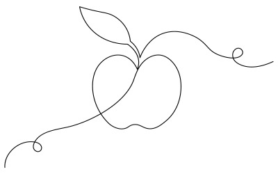 16. Folyamatos egyvonalas rajz fehér alapon Apple-ből