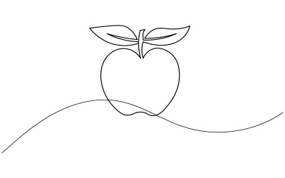 17. Folyamatos egyvonalas rajz fehér alapon Apple-ből