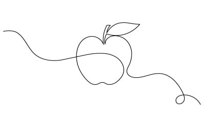 18. Folyamatos egyvonalas rajz fehér alapon Apple-ből