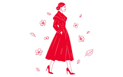 Illustration de mode pour robe manteau d&amp;#39;hiver. Création de logo pour une marque de vêtements et d&amp;#39;accessoires de mode.