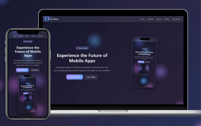 LiquidApp - Página inicial moderna para aplicativos com efeitos de transformação de vidro líquido.