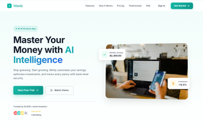 Mintly - FREE HTML CSS JS Responsive Landing Page Template