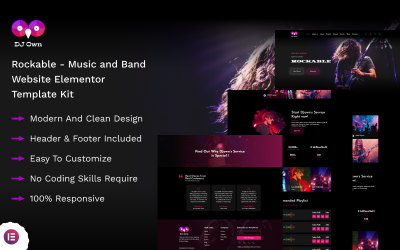 Rockable - Kit de Modelos Elementor para Sites de Música e Bandas