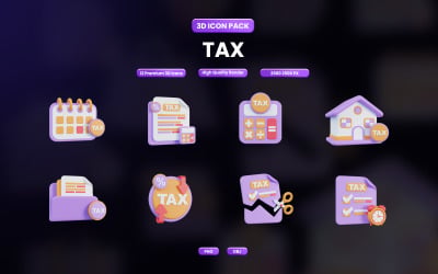 Tax 3D Icon Pack Design Template