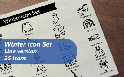 Winter Line Icon Set Template