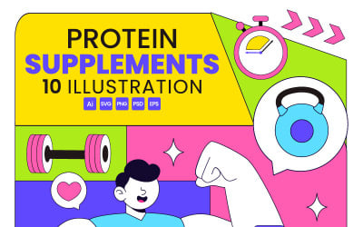 10 illustrationer av proteintillskott