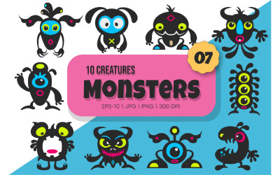 Whimsical Monsters Pack 07. Tshirt, PNG.