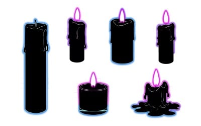 Black Candles Silhouette Flat illustration isolated on white background