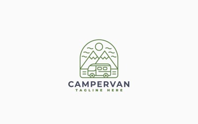 Campervan Mountain Adventure Logo Template Design