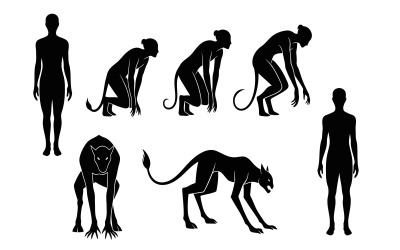 Human Evolution Silhouette Sequence isolated on white background