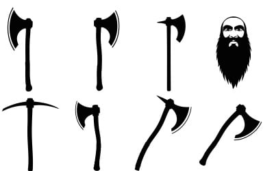 Minimalist Axe Silhouette Collection isolated on white background