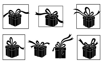 Set platte vectorillustraties van geschenkdozen, geïsoleerd op een witte achtergrond.