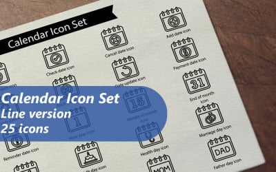 Calendar Line Icon Set Template