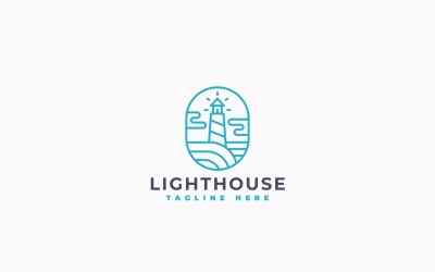 Modello di progettazione del logo del faro blu