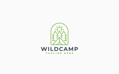 Vild camping logotyp malldesign