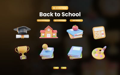 Back to School 3D Icon Pack
