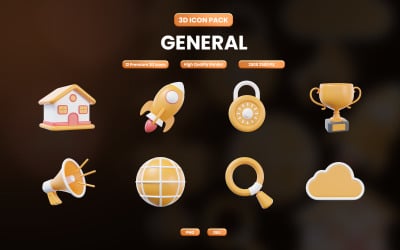 Общий набор 3D-иконок, дизайн 343