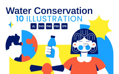 10 Illustrationer om medvetenhet om vattenbesparing
