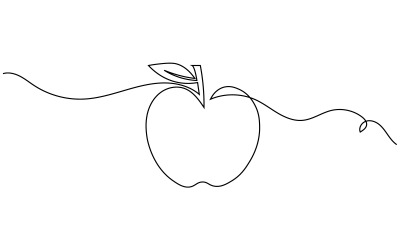 21. Folyamatos egyvonalas rajz fehér alapon Apple-ből